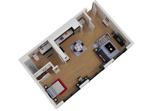 Floor plan for studio, 1 bath, 522 sqft
